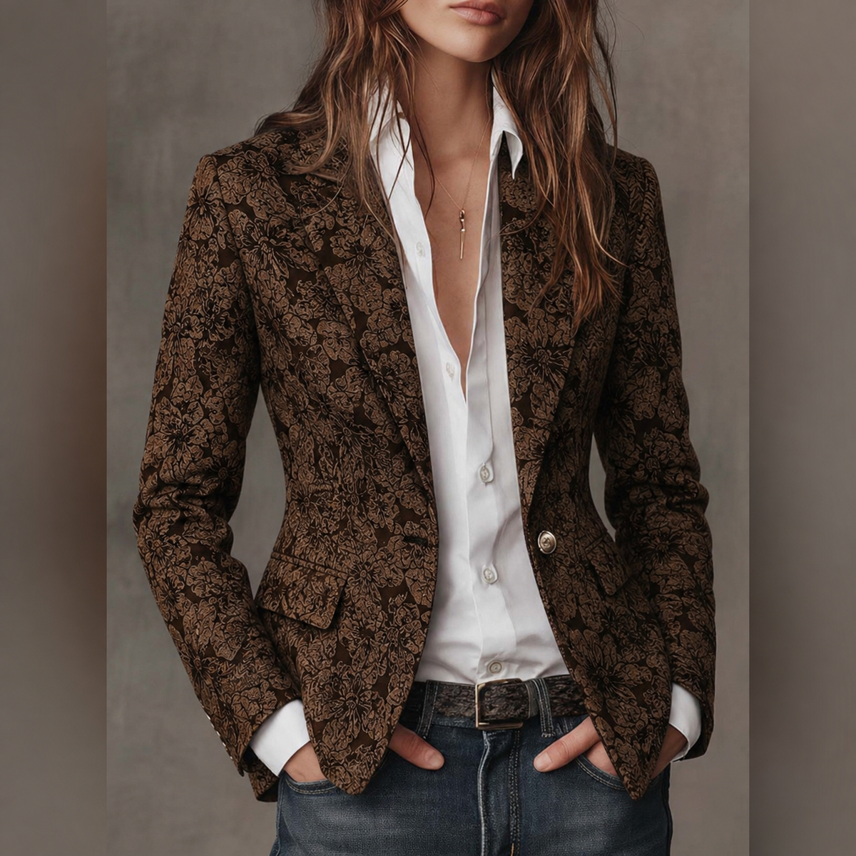 Estelle | Fitted Jacquard Cashmere Blazer