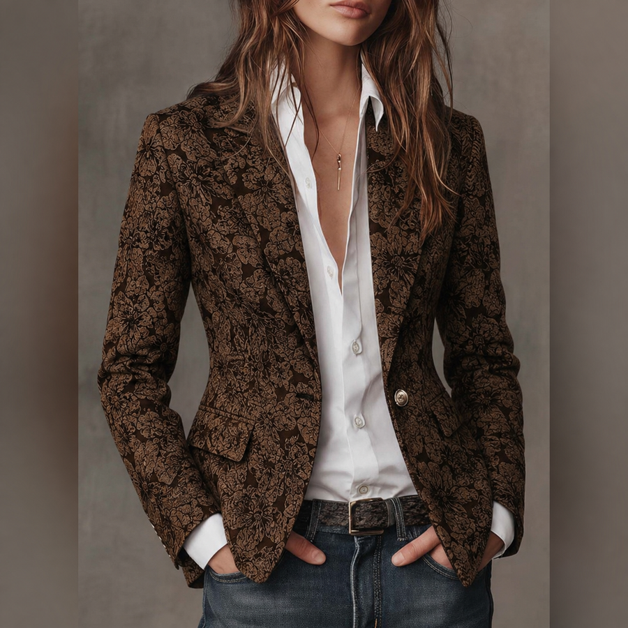 Estelle | Fitted Jacquard Cashmere Blazer