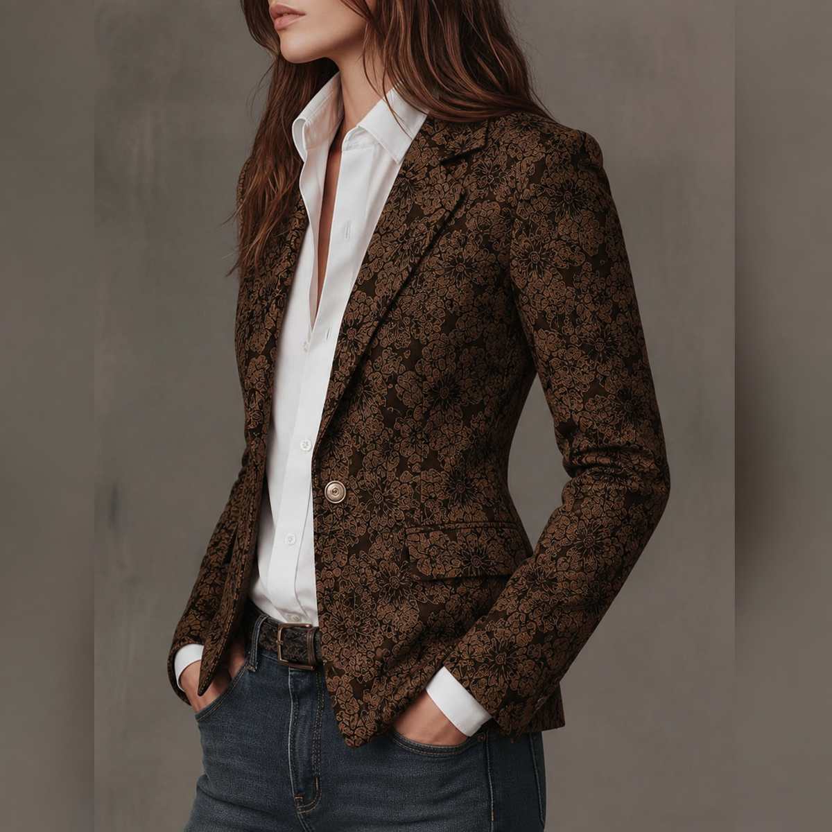Estelle | Fitted Jacquard Cashmere Blazer